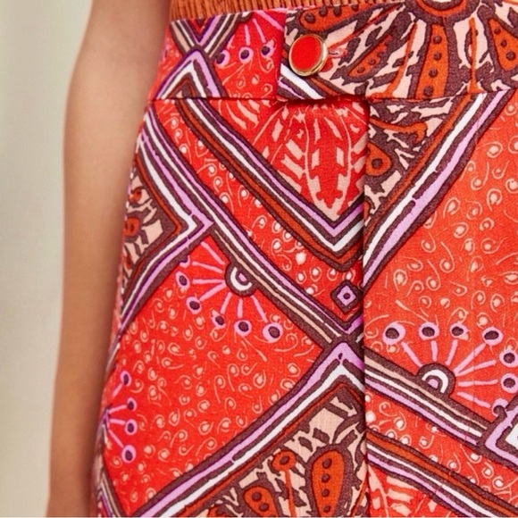 Anthropologie Skirted Wide Leg Pants Red 2 EUC - Picture 3 of 15